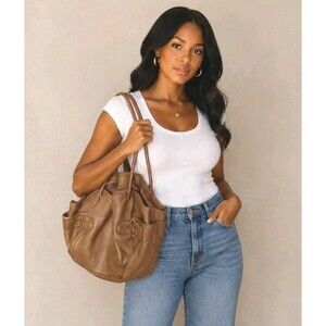 Vintage Cole Haan  Leather Hobo Slouchy Mettalic  Brown Shoulder Bag 18x11"
